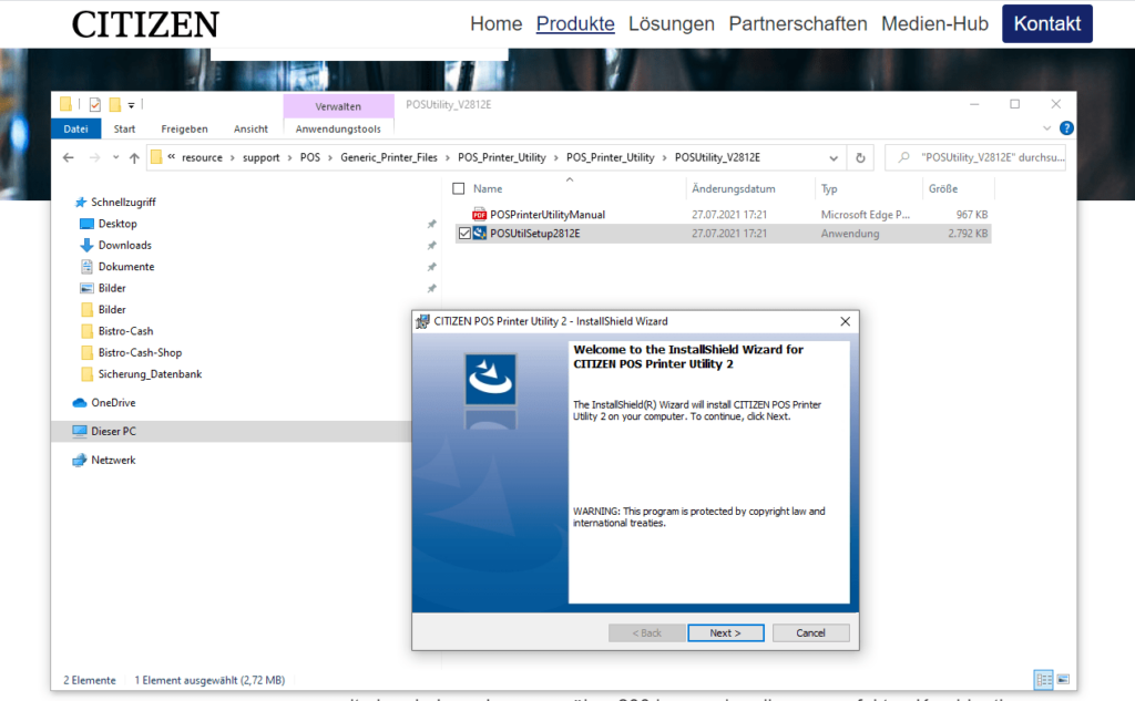 Citizen POS Utility installieren