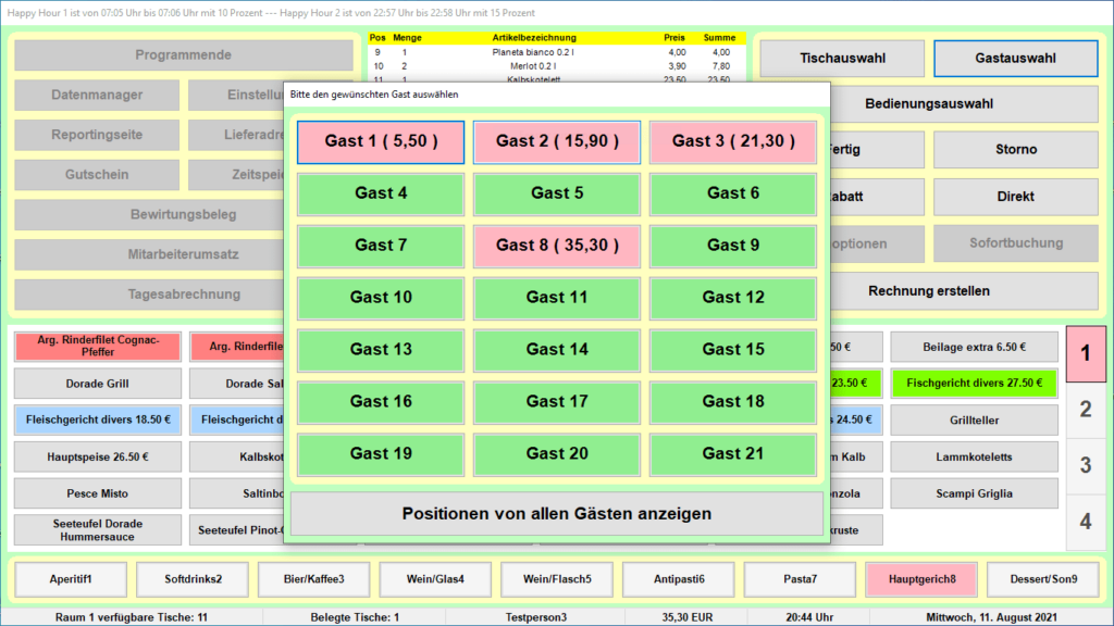 Bistro-Cash Kassensoftware Splitt-Bestellung