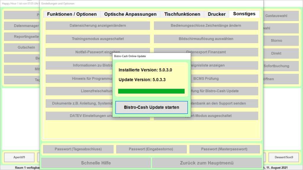 Bistro-Cash-Kassensoftware Update-Funktion