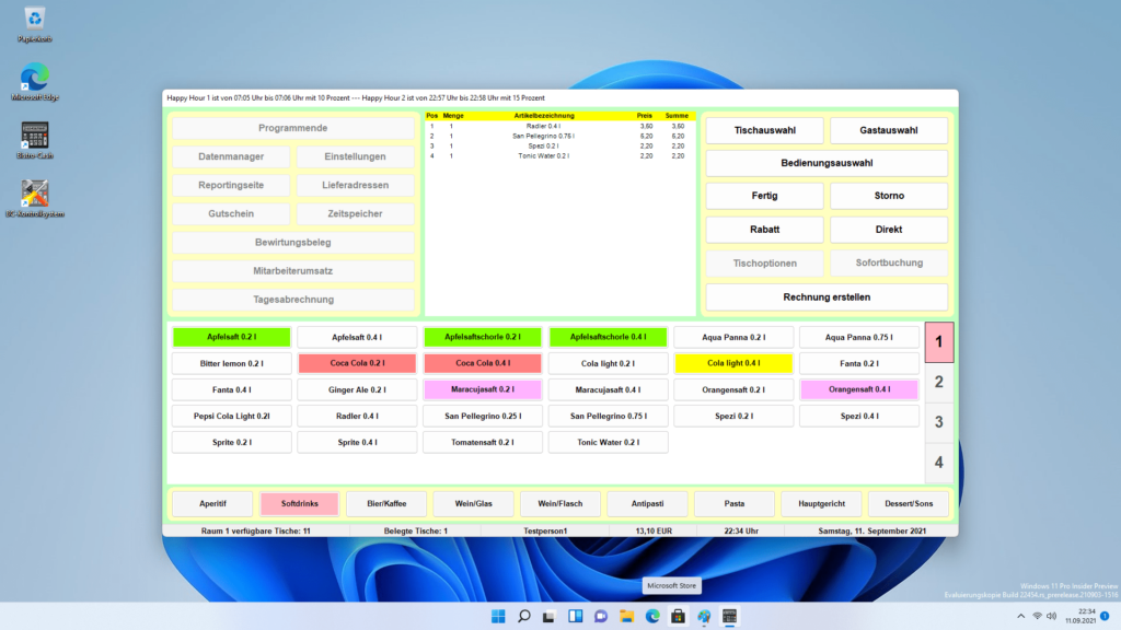 Gastronomie Kassensoftware Bistro-Cash mit Windows 11