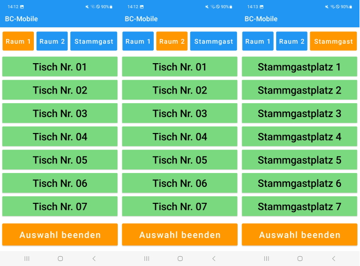 Kassensoftware Erweiterung BC-Mobile Tischauswahl